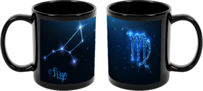 15oz black Virgo zodiac mug