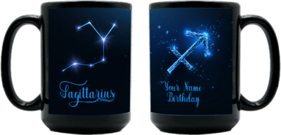 15 oz Black Astrology Sagittarius mug